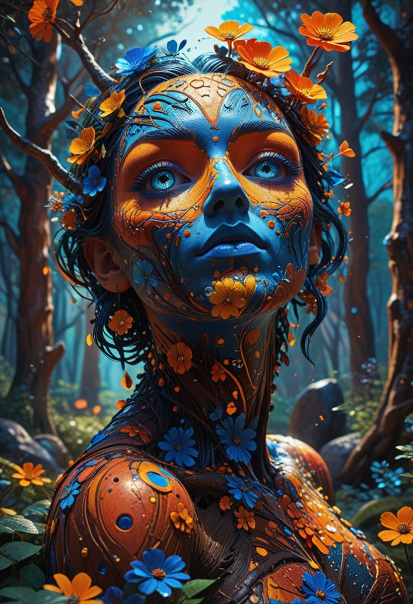 Surreal Forest Being in Vibrant Pop Art Style