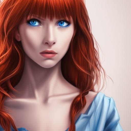 Detailed 8K Portrait of a Beautiful Redhead Girl