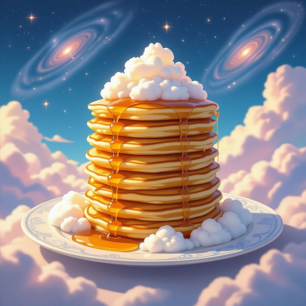 Cloud Pancakes with Starlight Syrup, Dreamlike Fantasy