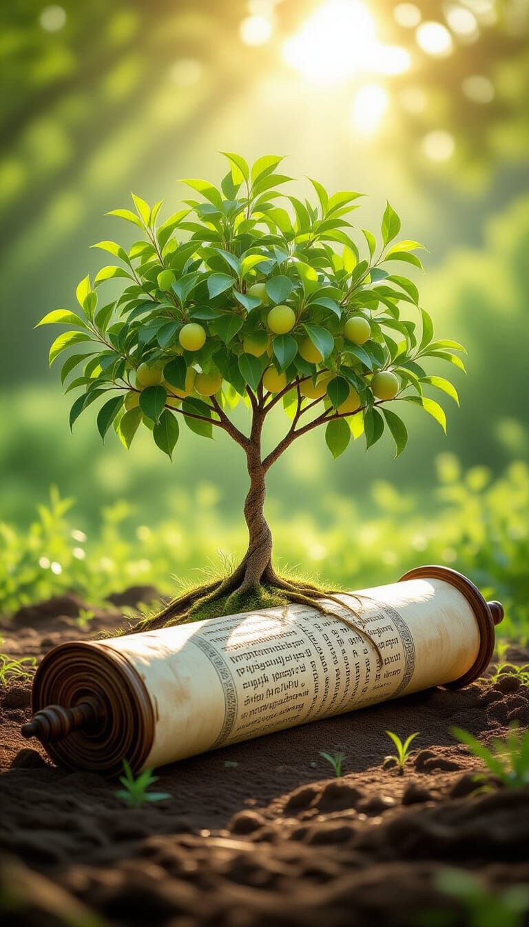 Torah Scroll and Tree of Life