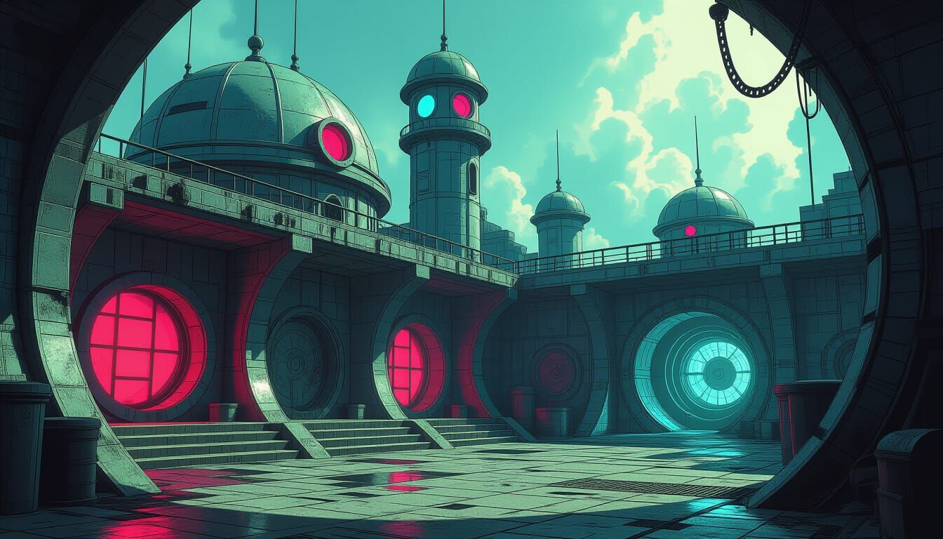 Gritty Supervillain Hideout Comic Art