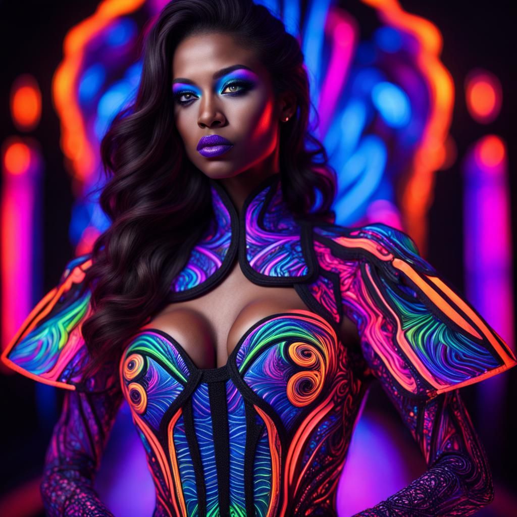 Neon Queen: A Photorealistic UV Portrait