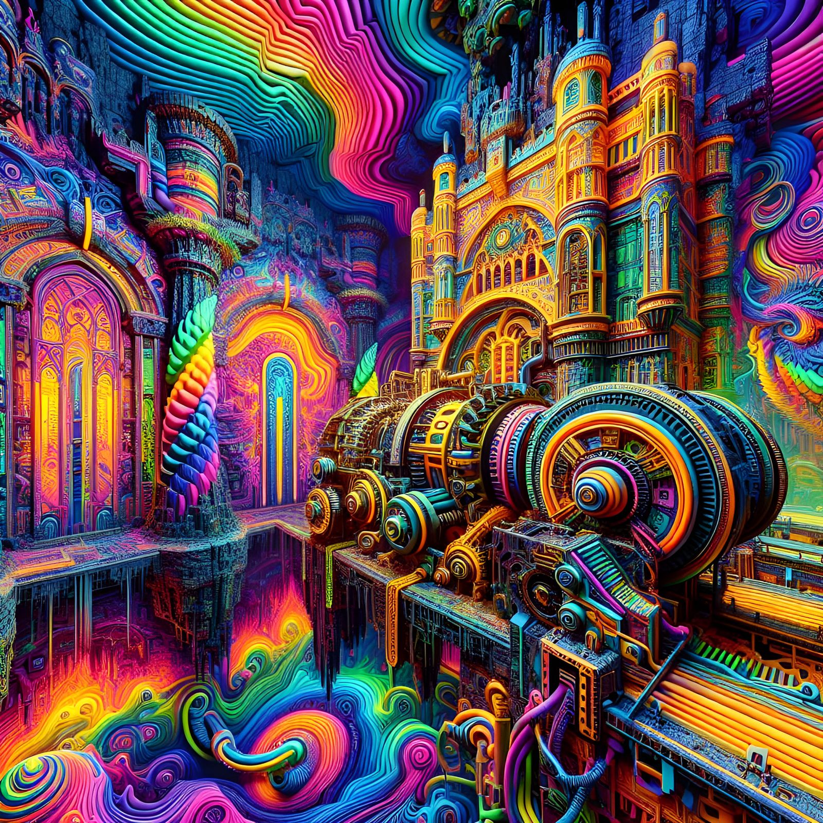 Psychedelic Castle Dungeon: Synthwave Meets Steampunk