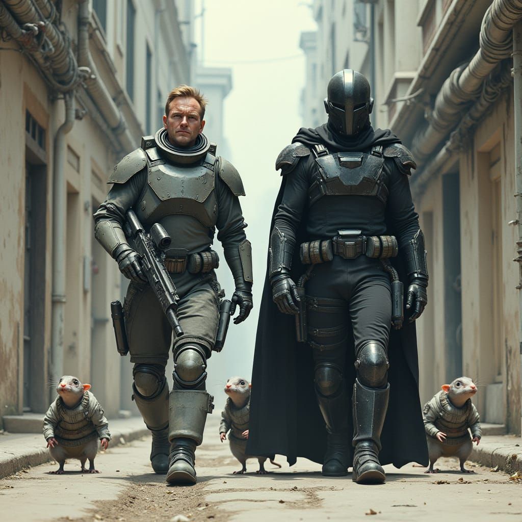 Futuristic Bounty Hunters on a Gritty Street