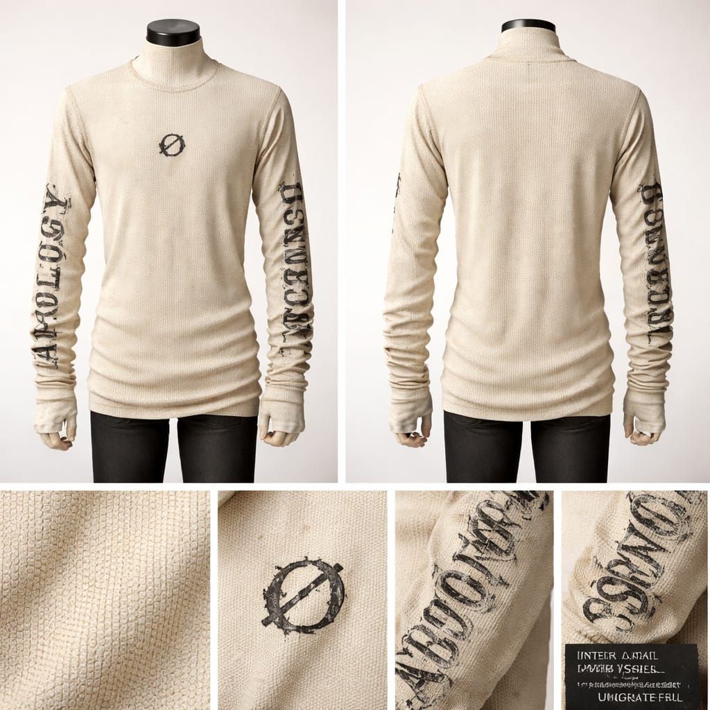 Photorealistic Off-White Long Sleeve Shirt with Distressed G...