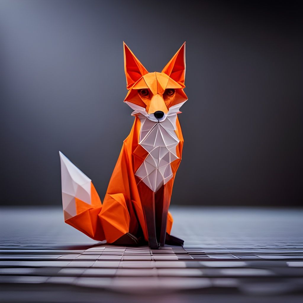 Intricate Origami Fox Portrait in 16k Resolution