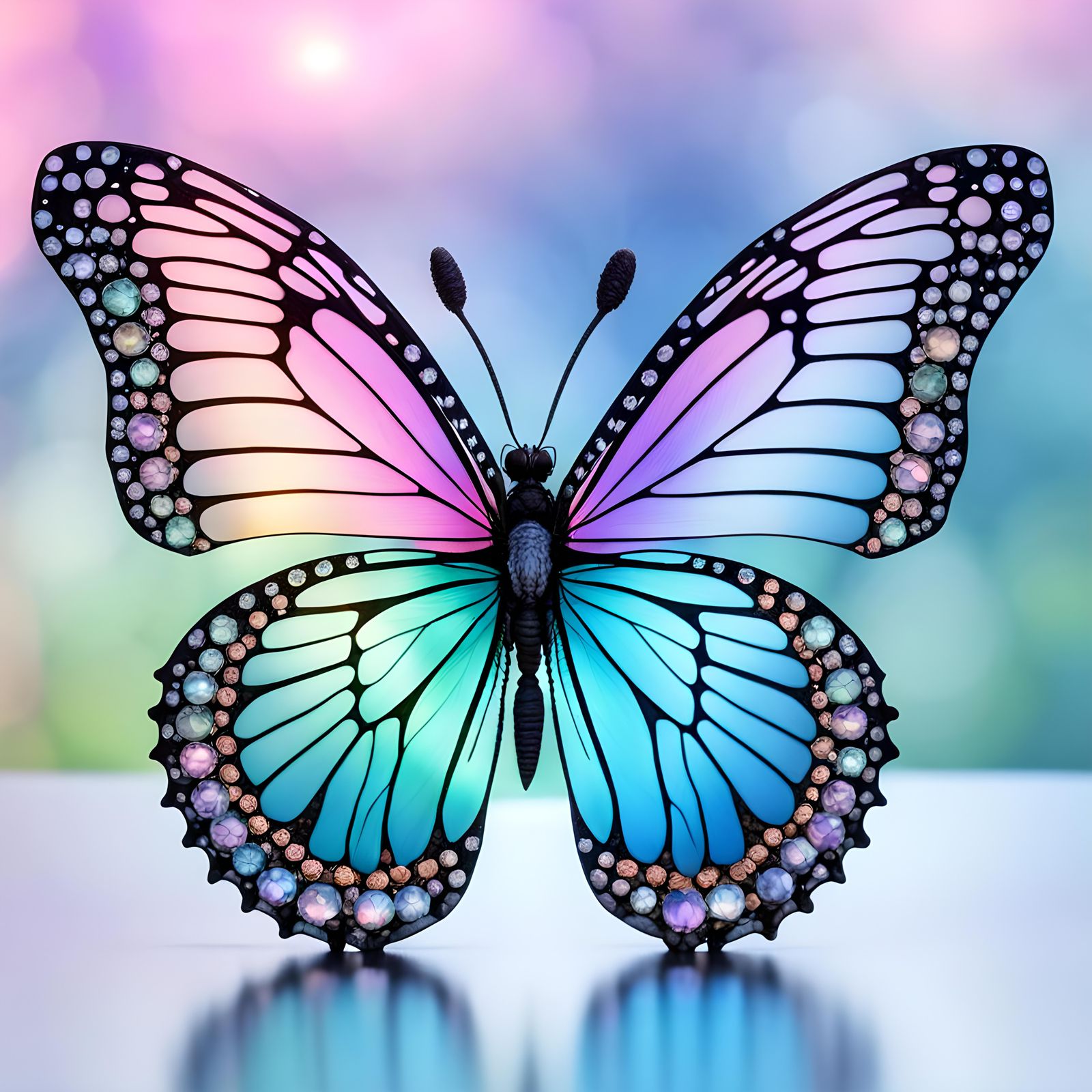 Glass Crystal Butterfly in Reflective Pastels