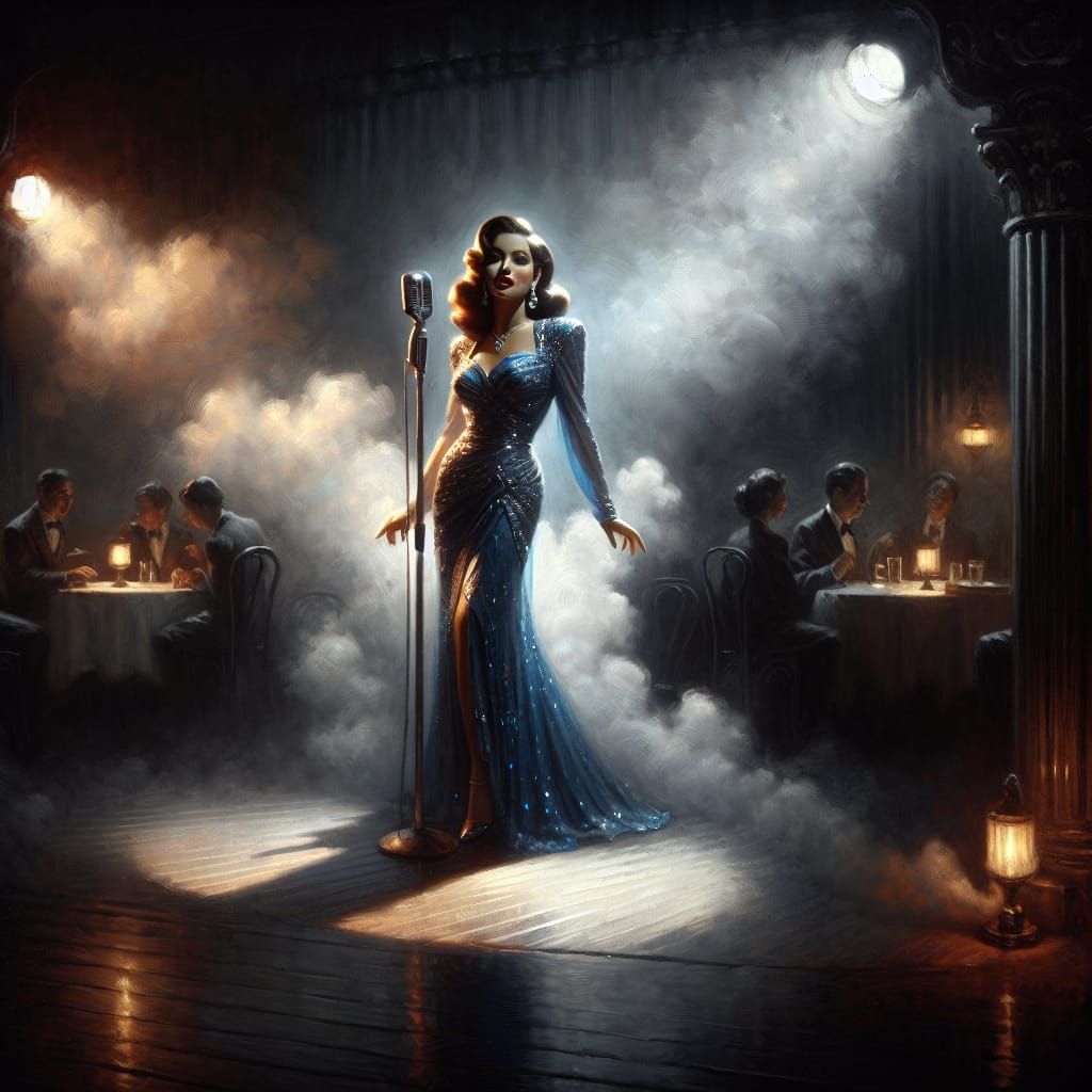 Vintage Glamour in a Smoky Night Club