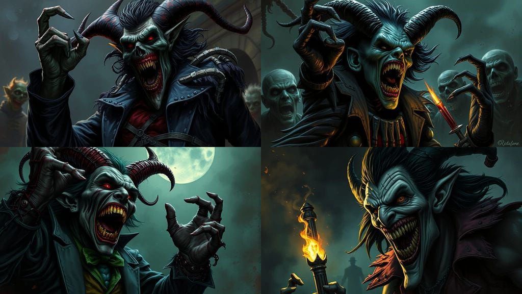 Horror Jester Howling in Film Noir Style