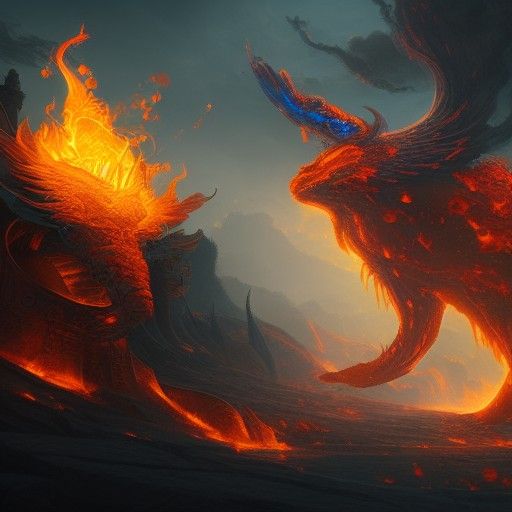 Detailed God of Fire Concept Art