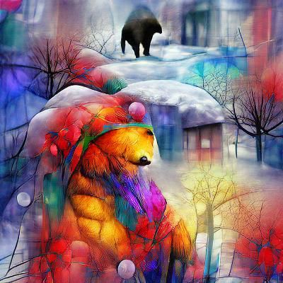 Bear in Winter Landscape