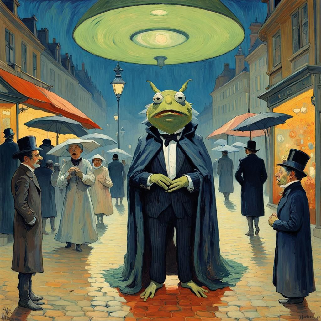 Terrifying Alien Mix as Post-Impressionist Painting