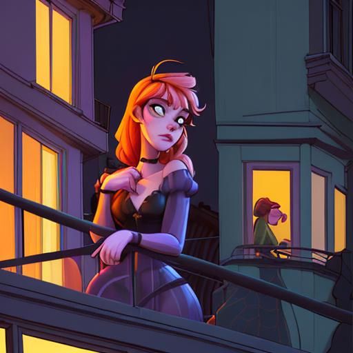 Rainy Night Solitude: Wine on a Balcony