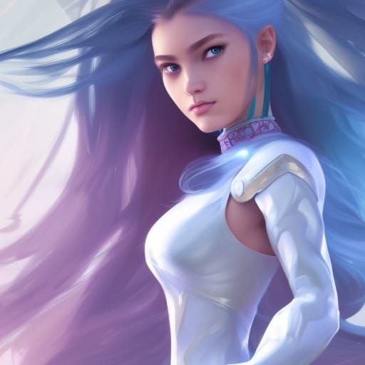 Magical Girl in Armor: Digital Art Portrait