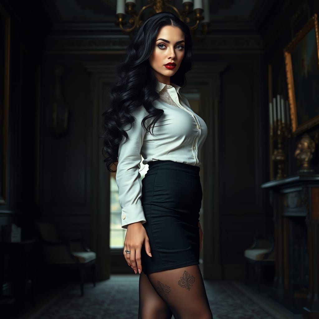 Ethereal Beauty in 18th-Century Elegance, Cyberpunk Aestheti...