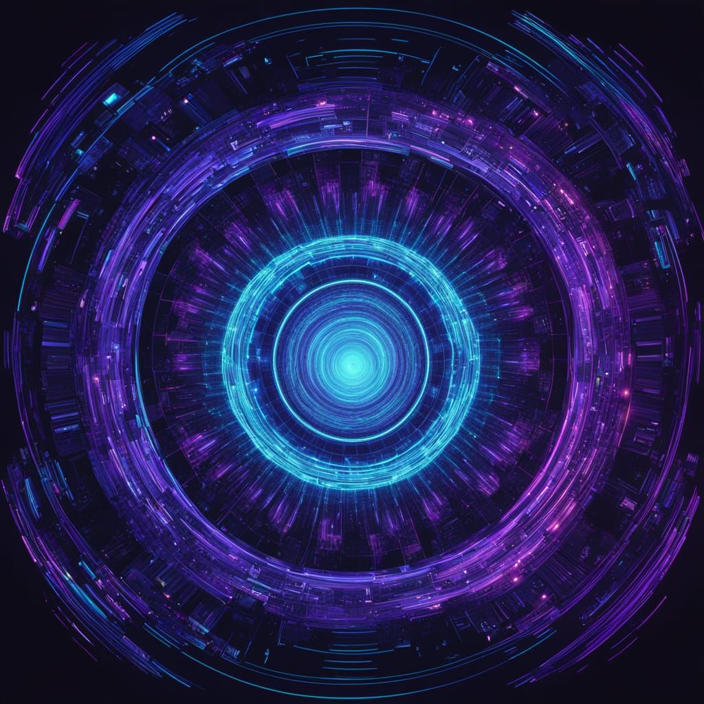 Futuristic AI Entity in Swirling Vortex of Light