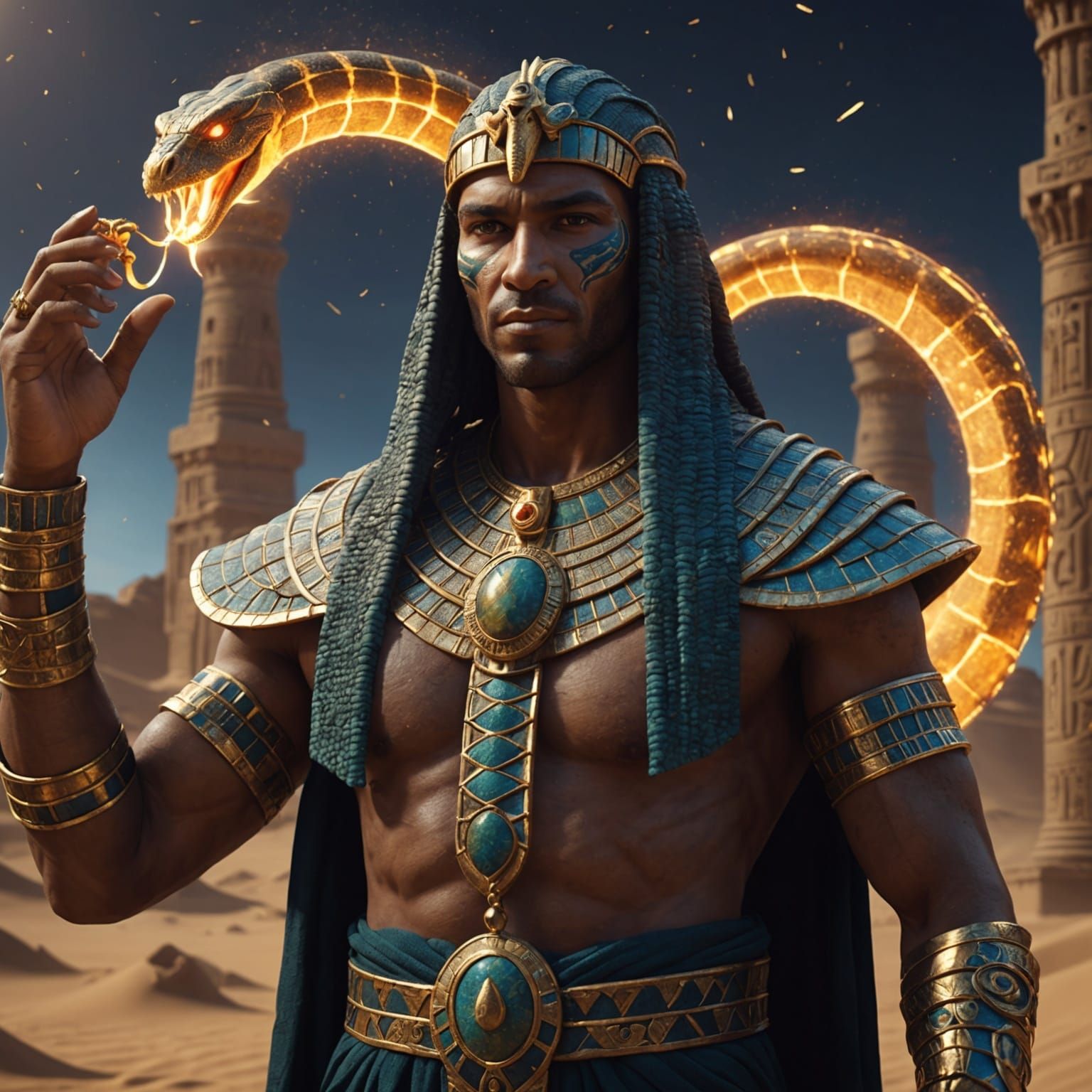 Egyptian Snake Sorcerer with Magical Sand