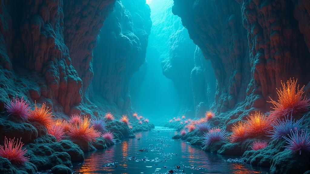 Mystical Bioluminescent Deep-Sea Environment in Fantasy Styl...