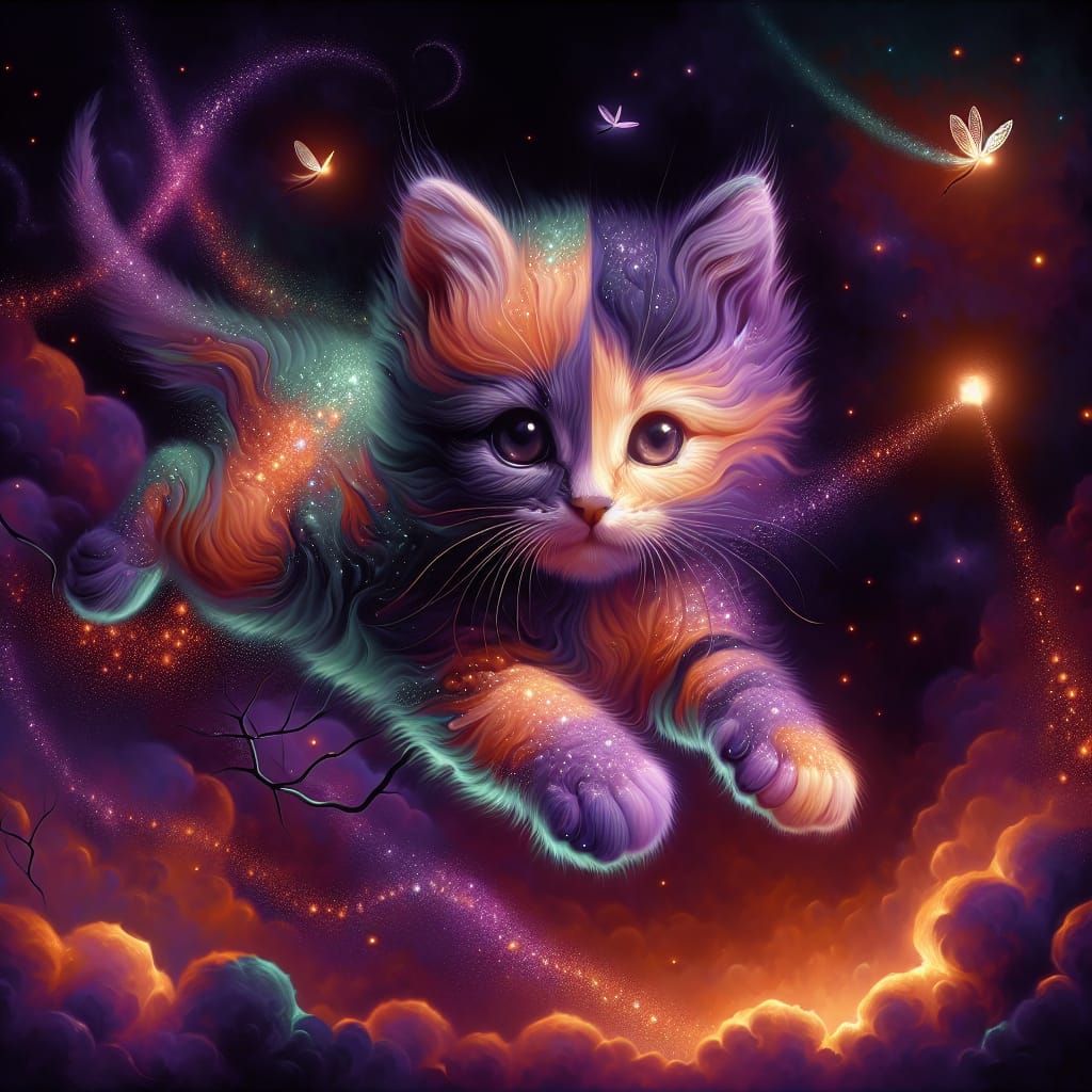 Playful Kitten in a Whimsical Glow