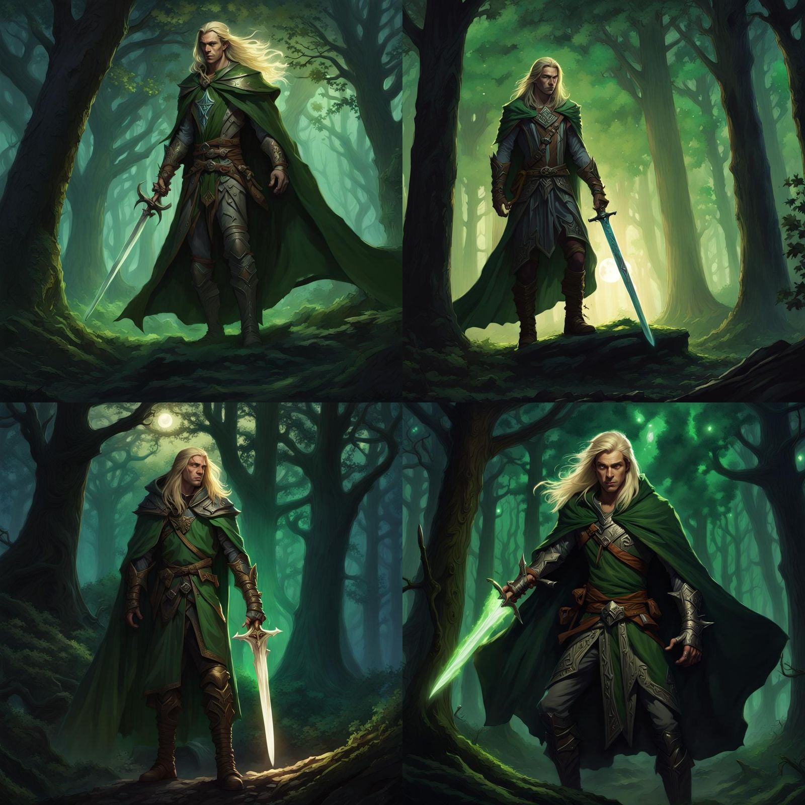 Half-Elf Warlock in Dark Forest Concept Art