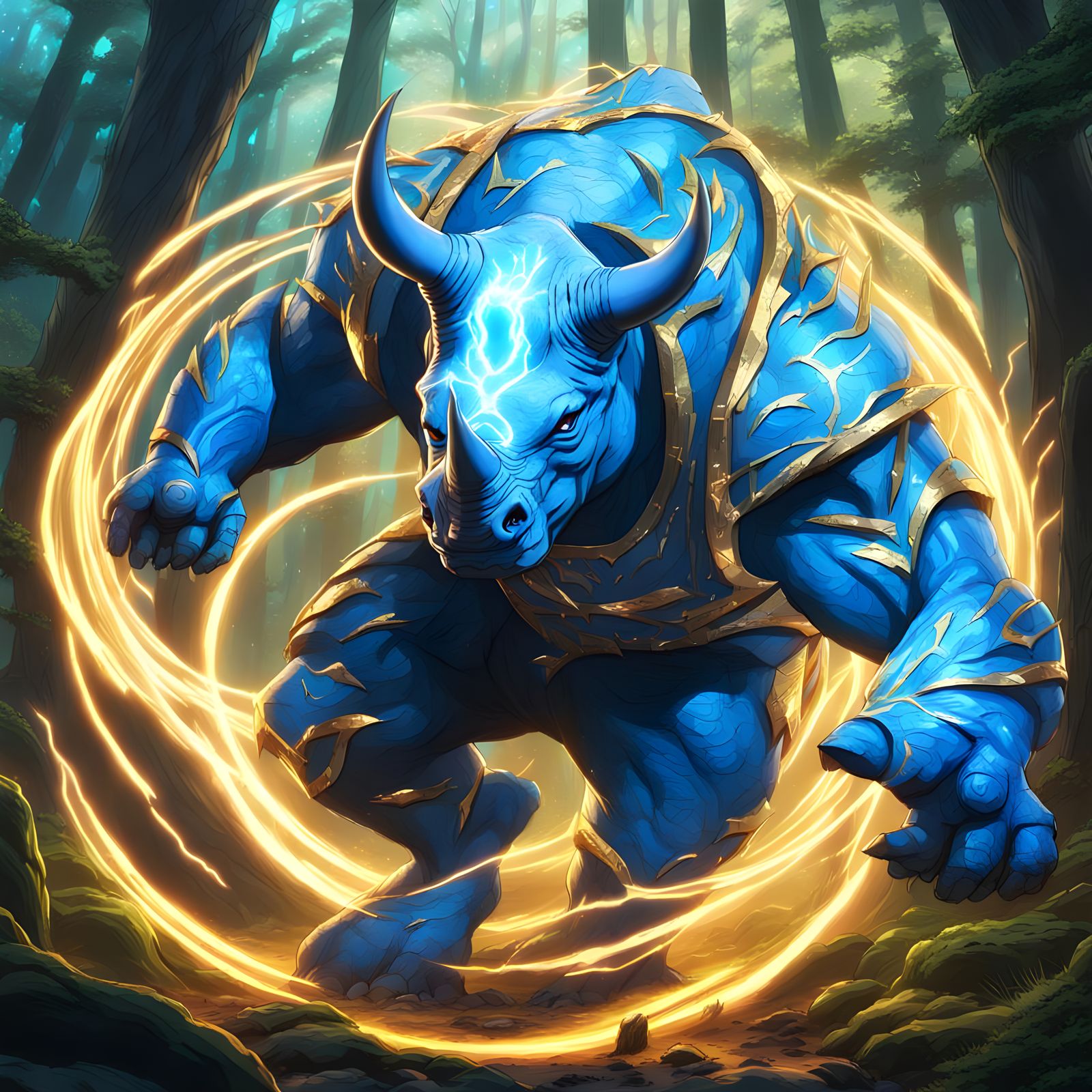 Rhino in Epic Anime-Style Superhero Concept Art