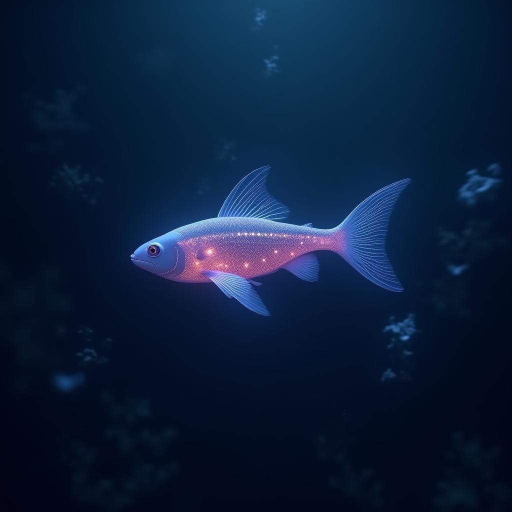 Bioluminescent Fish in Deep Ocean: Neon-lit Futurism