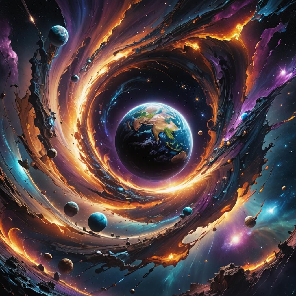 Earth Swallowed by Black Hole: Hyperrealistic Concept Art