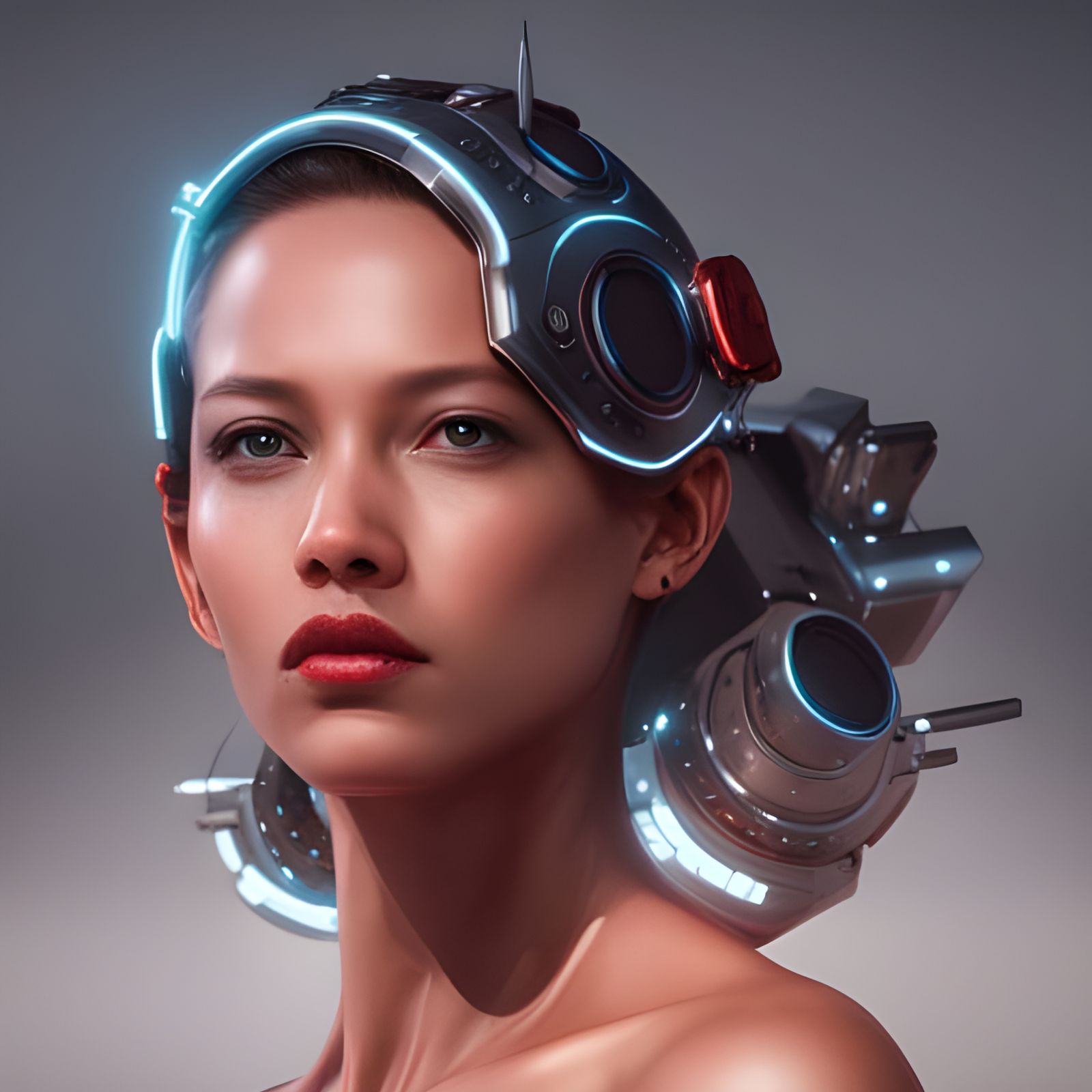 Futuristic Cyborg with Polished Metal Details