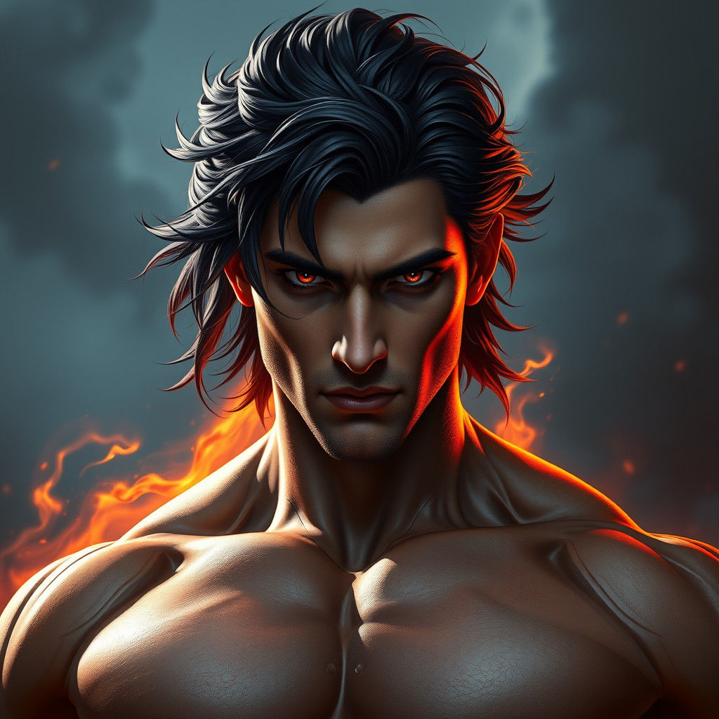 Majestic Dark-Haired Man in Regal Pose