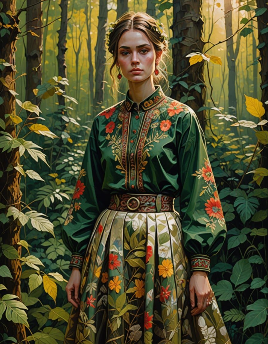 Traditional Romanian Folk Beauty in Golden Hour