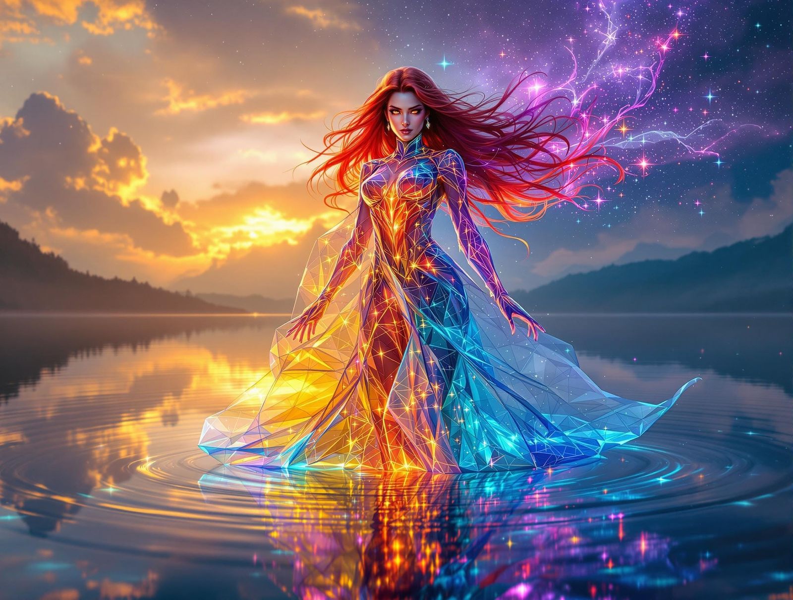 Sorceress in Shimmering Glass Armor