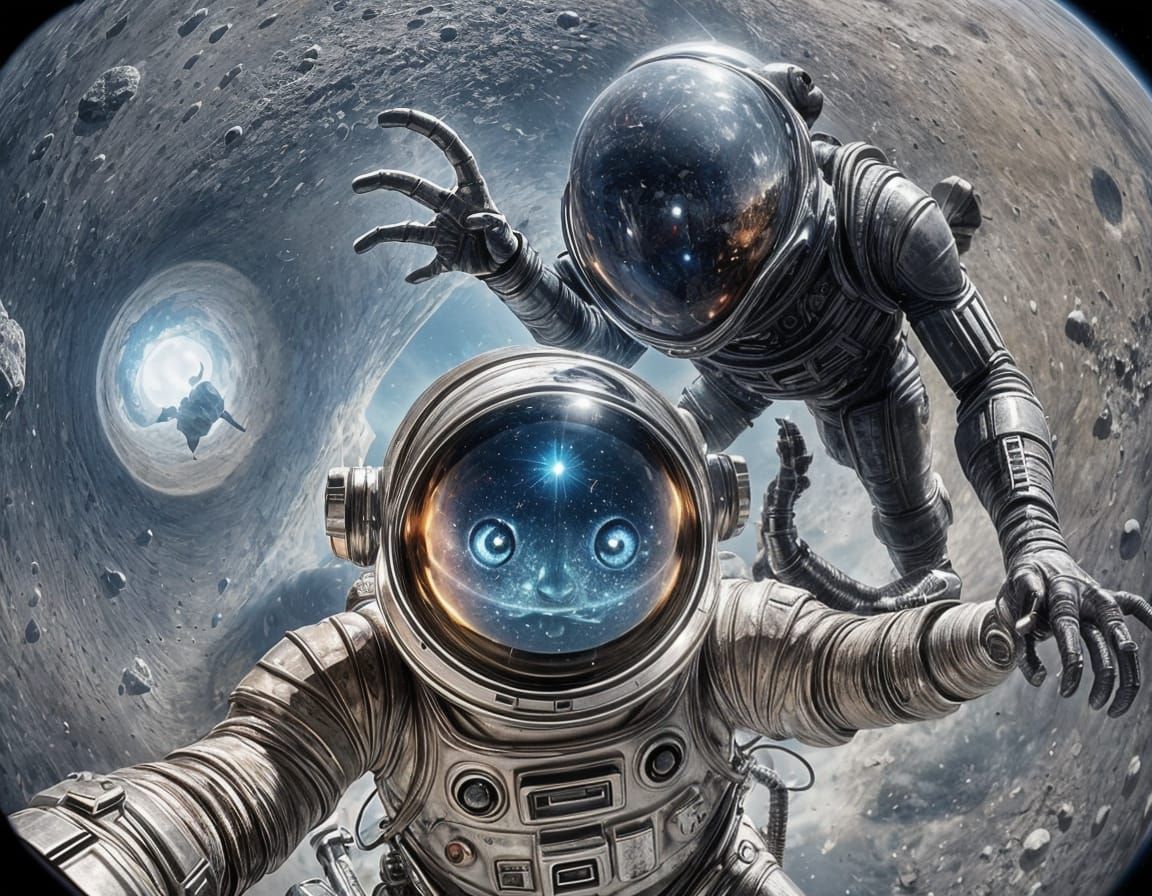 Astronaut Selfie with Alien Monster on Mercury