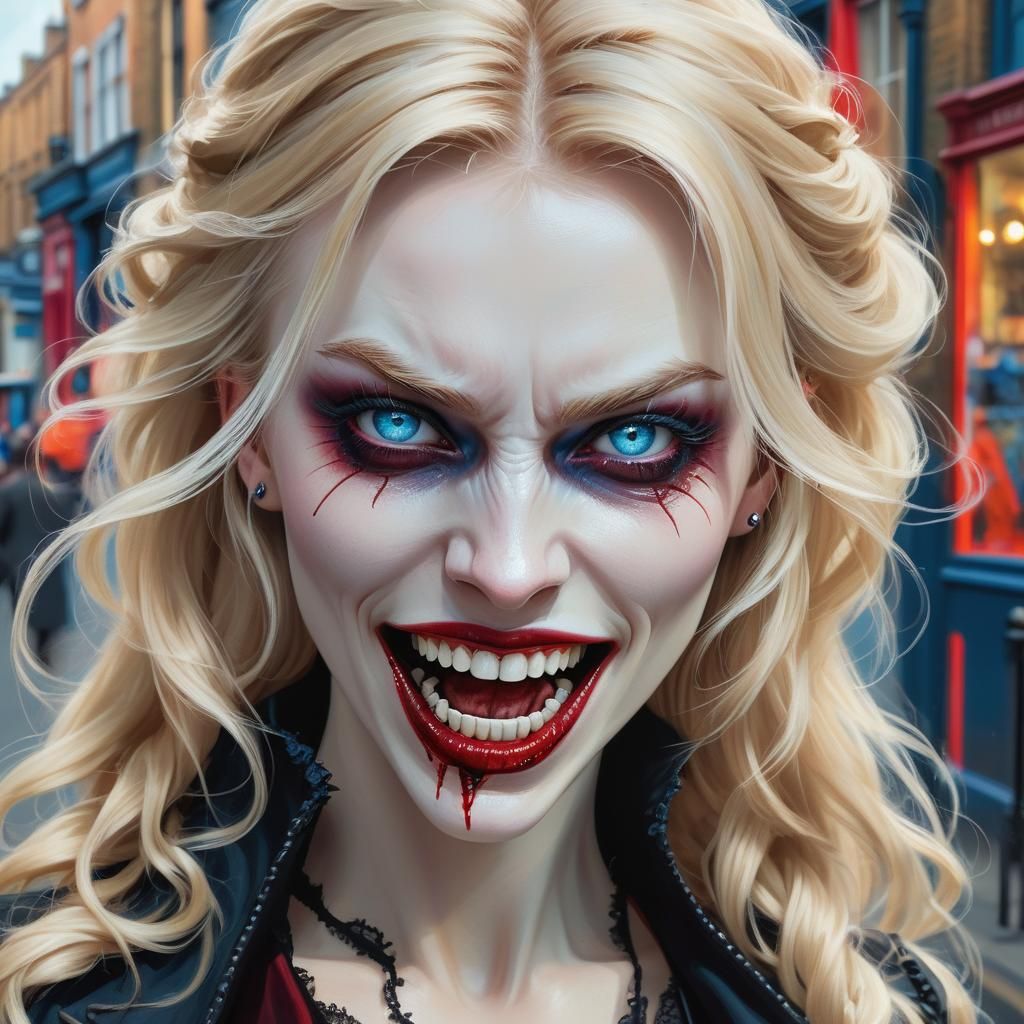 Victorian Vampire in London: Hyperrealistic Splash Art