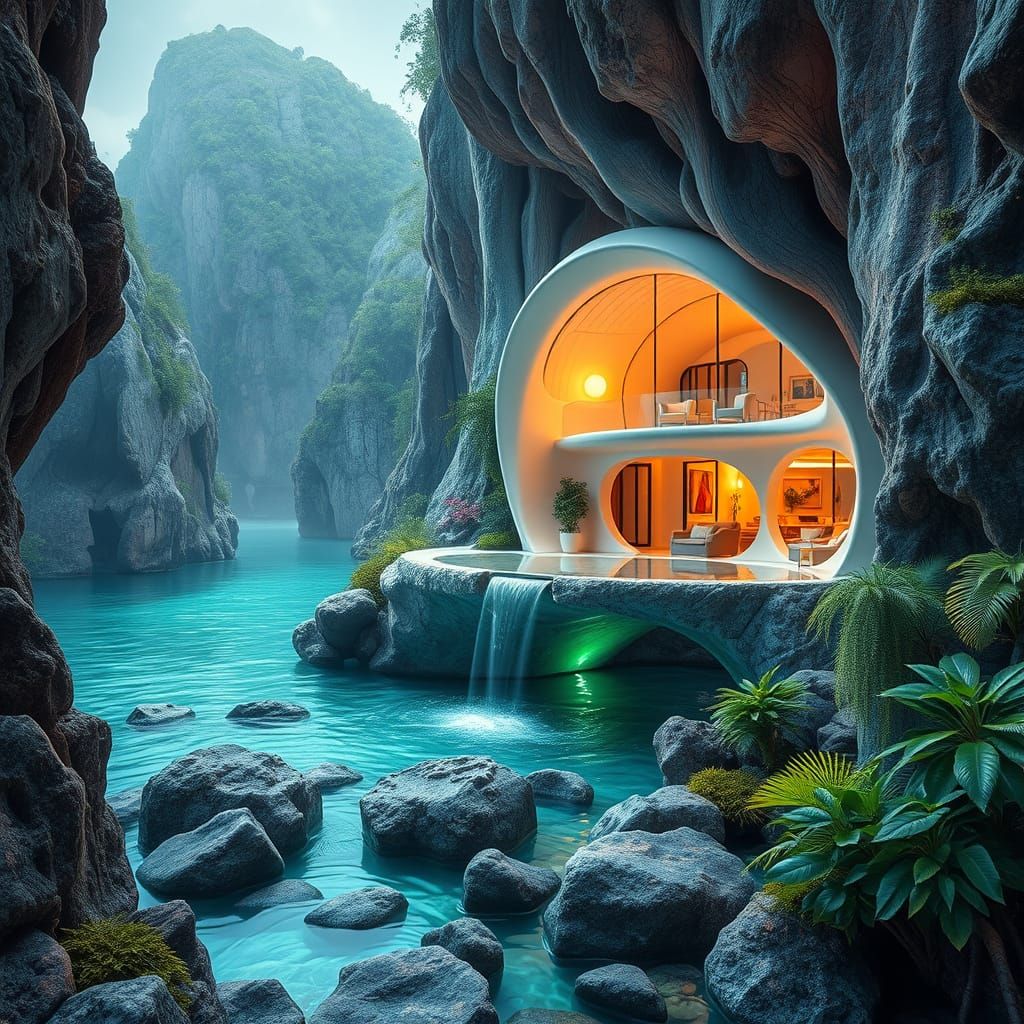 futuristic lagoon house