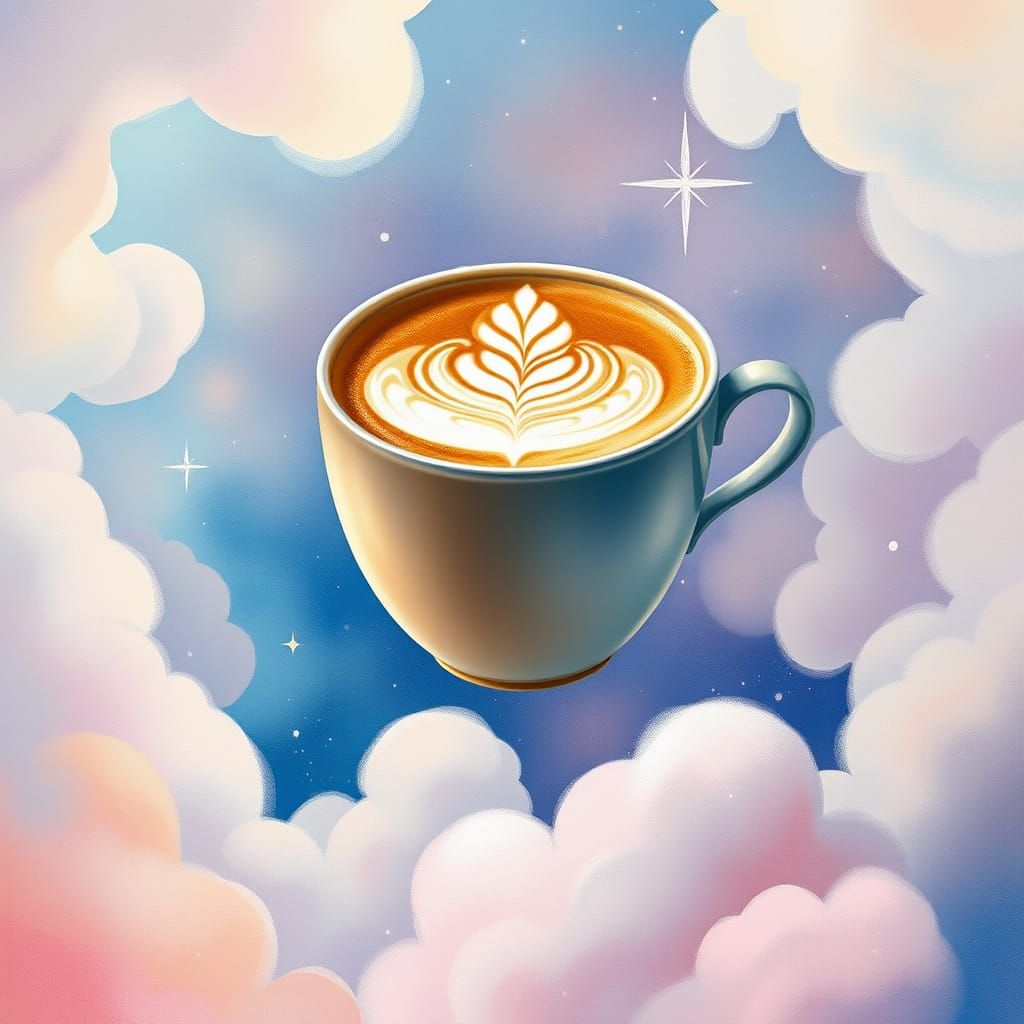 Ethereal Cappuccino in Whimsical Dreamscape