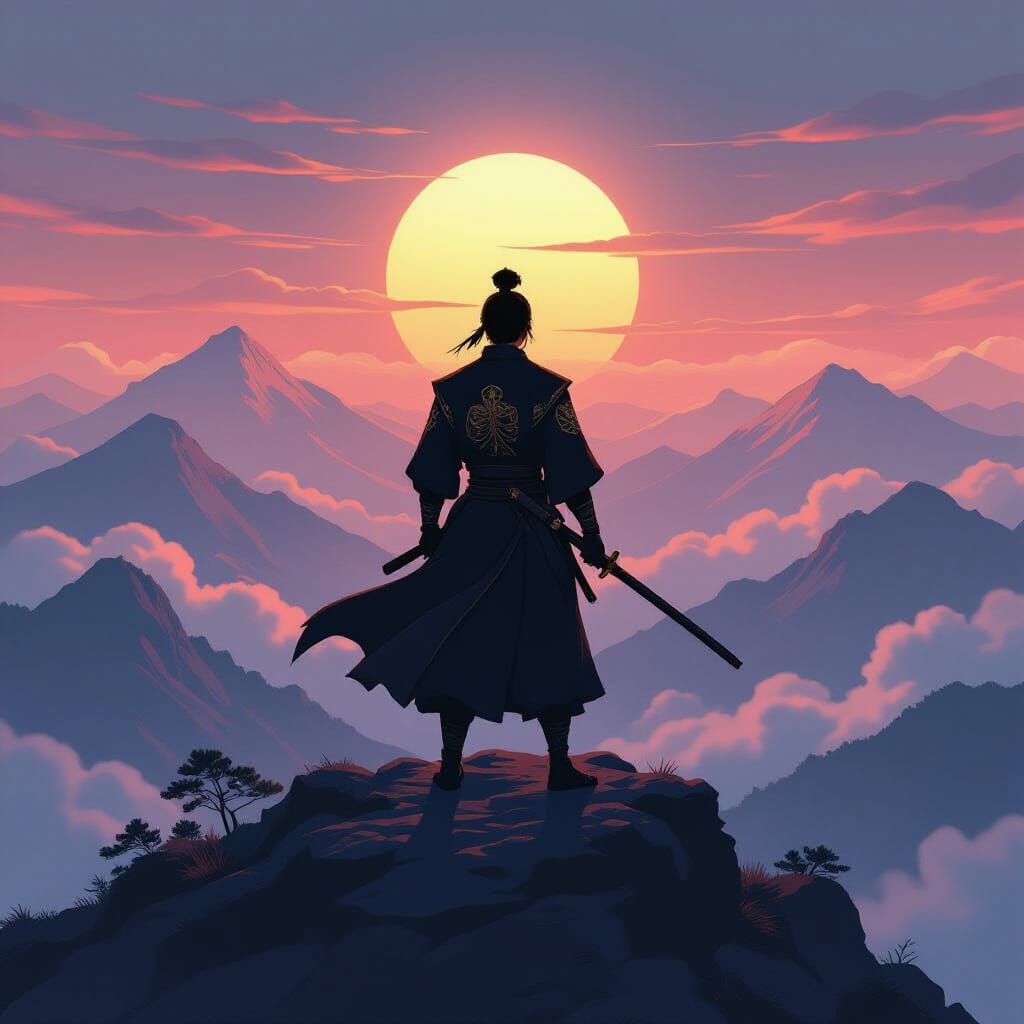 Ninja Silhouette on Misty Peak, Anime Key Visual
