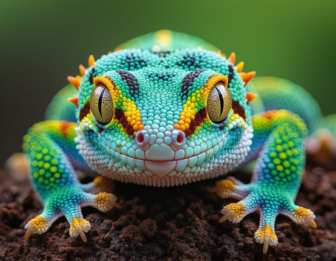 Stunning Close-Up of a Colorful Gecko