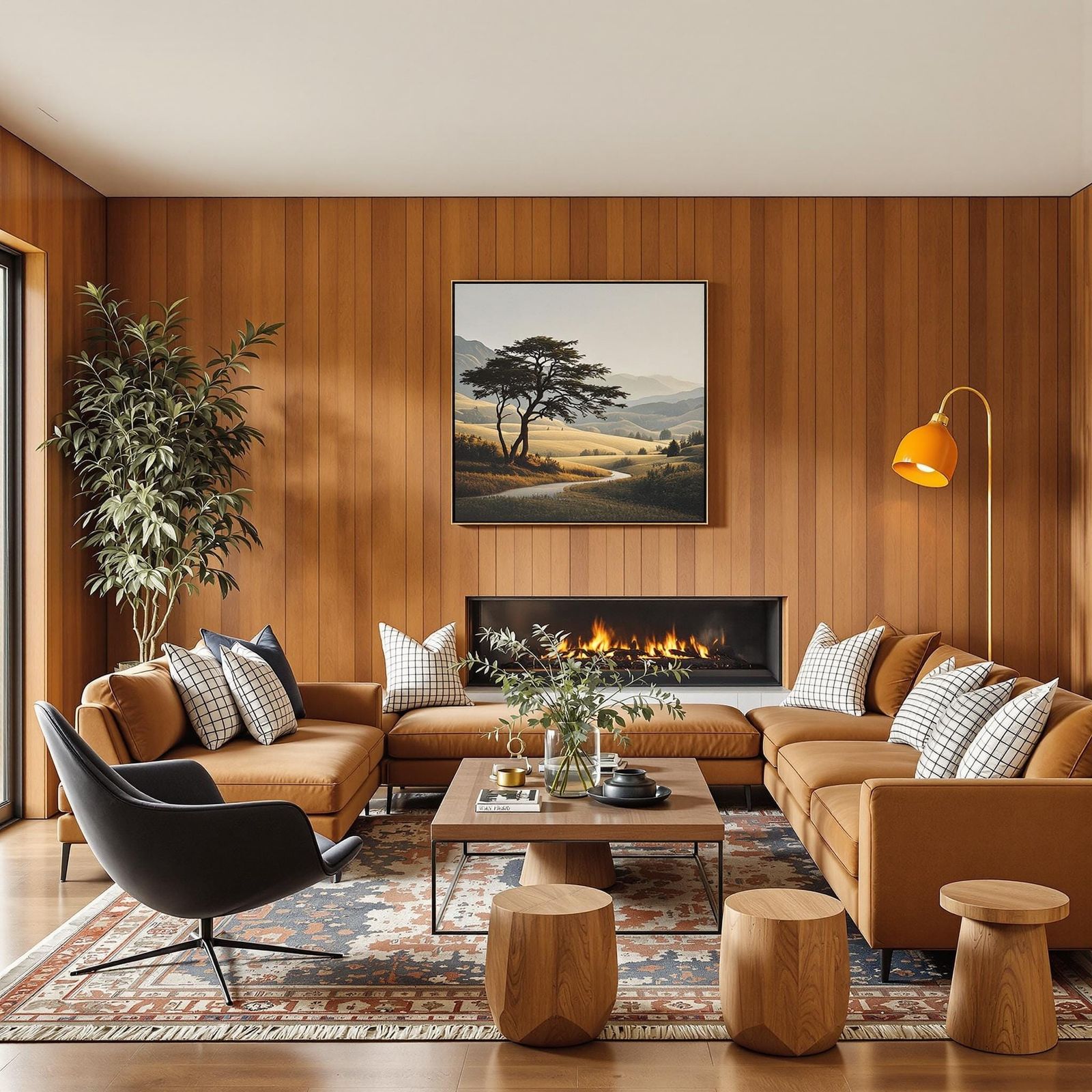 Cozy Living Room with Rustic and Contemporary Flair