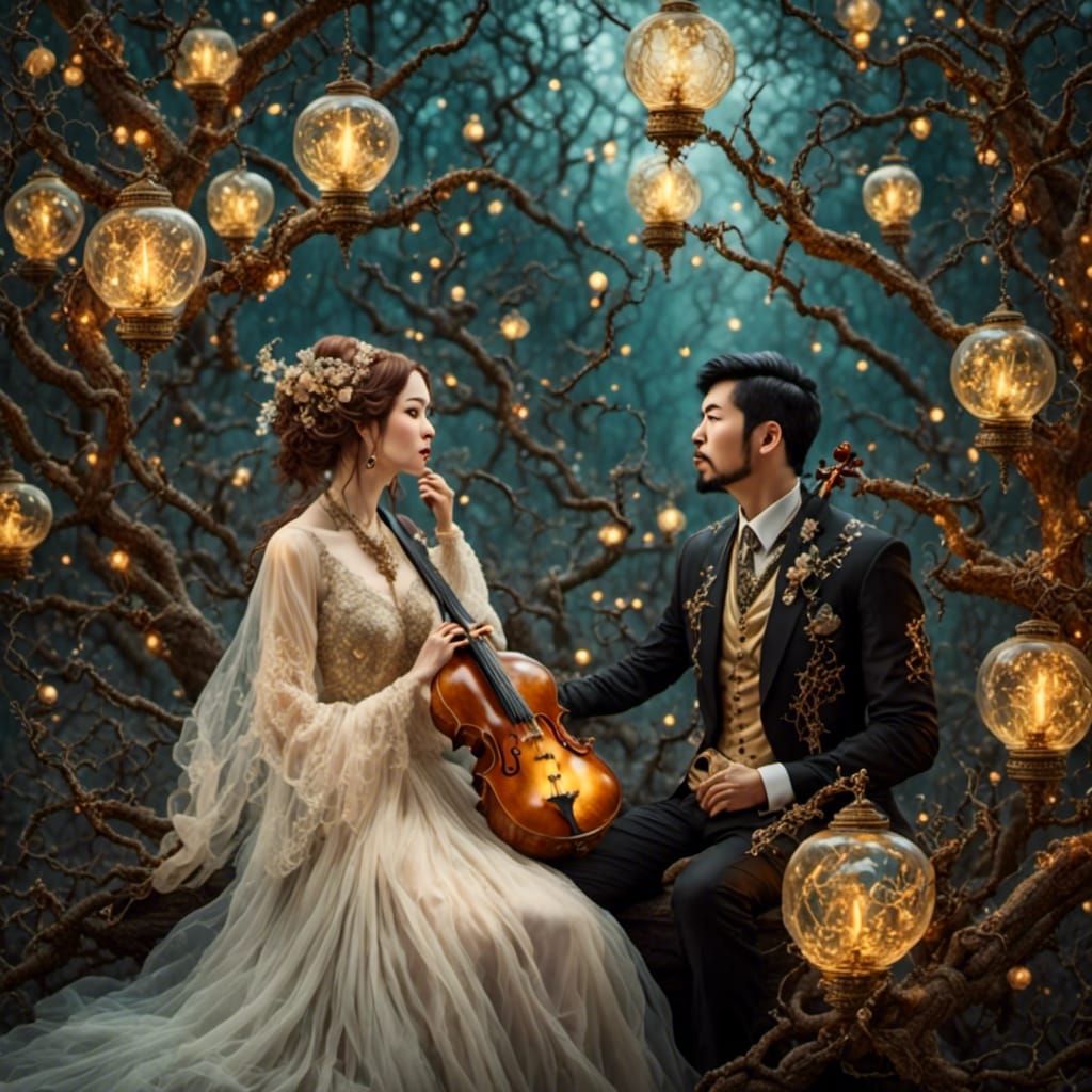 Asian Android with Gilt-Filament Glass Details