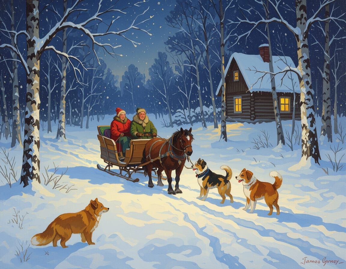 Winter Sleigh Ride in Estonia with Fox and Hound