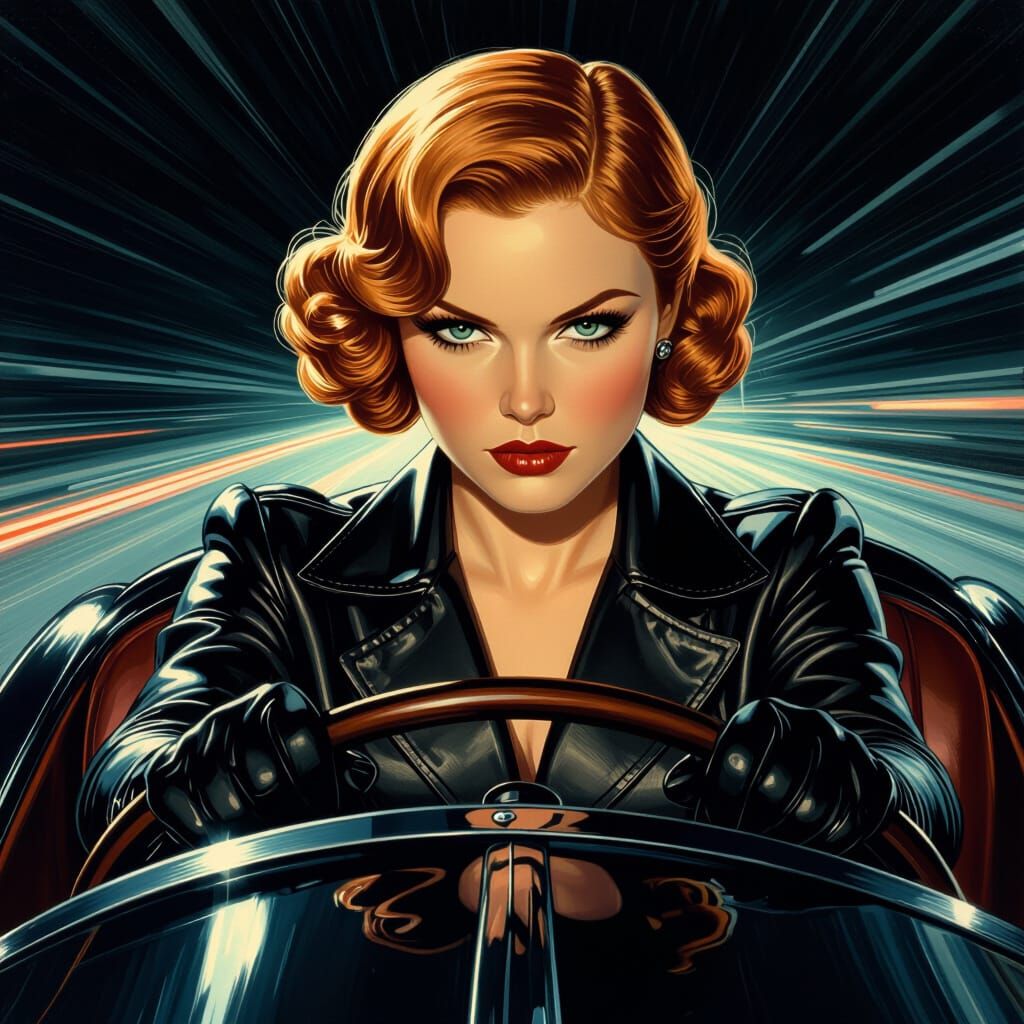 1920s Driver in Bugatti, Syd Mead Inspired