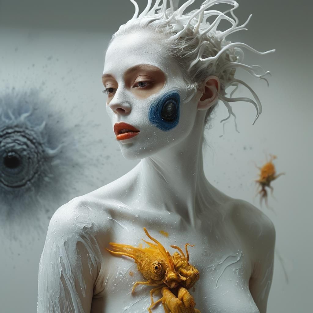 Surreal Portrait in Pristine Laboratory: Detailed Matte Pain...