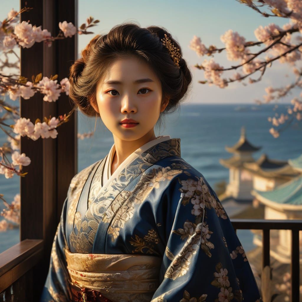 Japanese Princess in Elegant Baroque Portrait