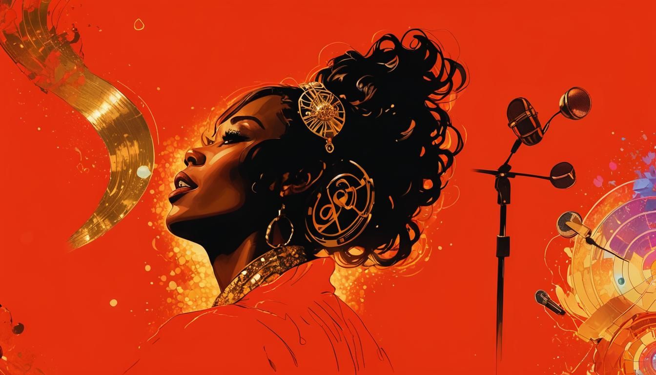 Motown Singer Portrait in Art Nouveau Style