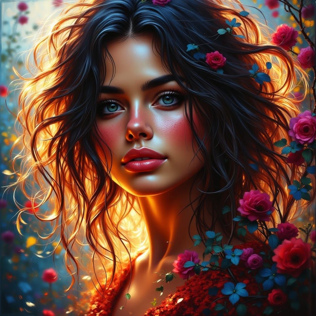 Cinematic Portrait of a Beautiful Woman in Digital Art