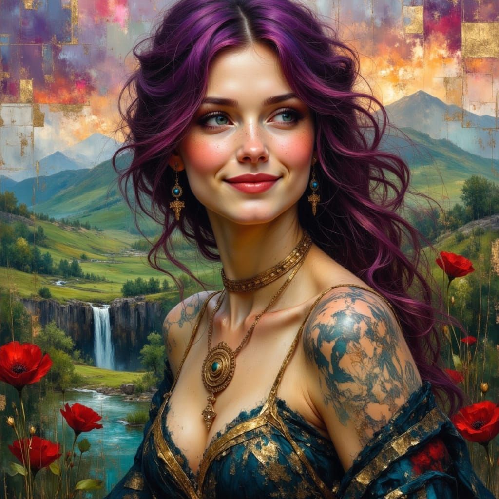 Celtic Warrior in Surreal Oil Painting Landscape