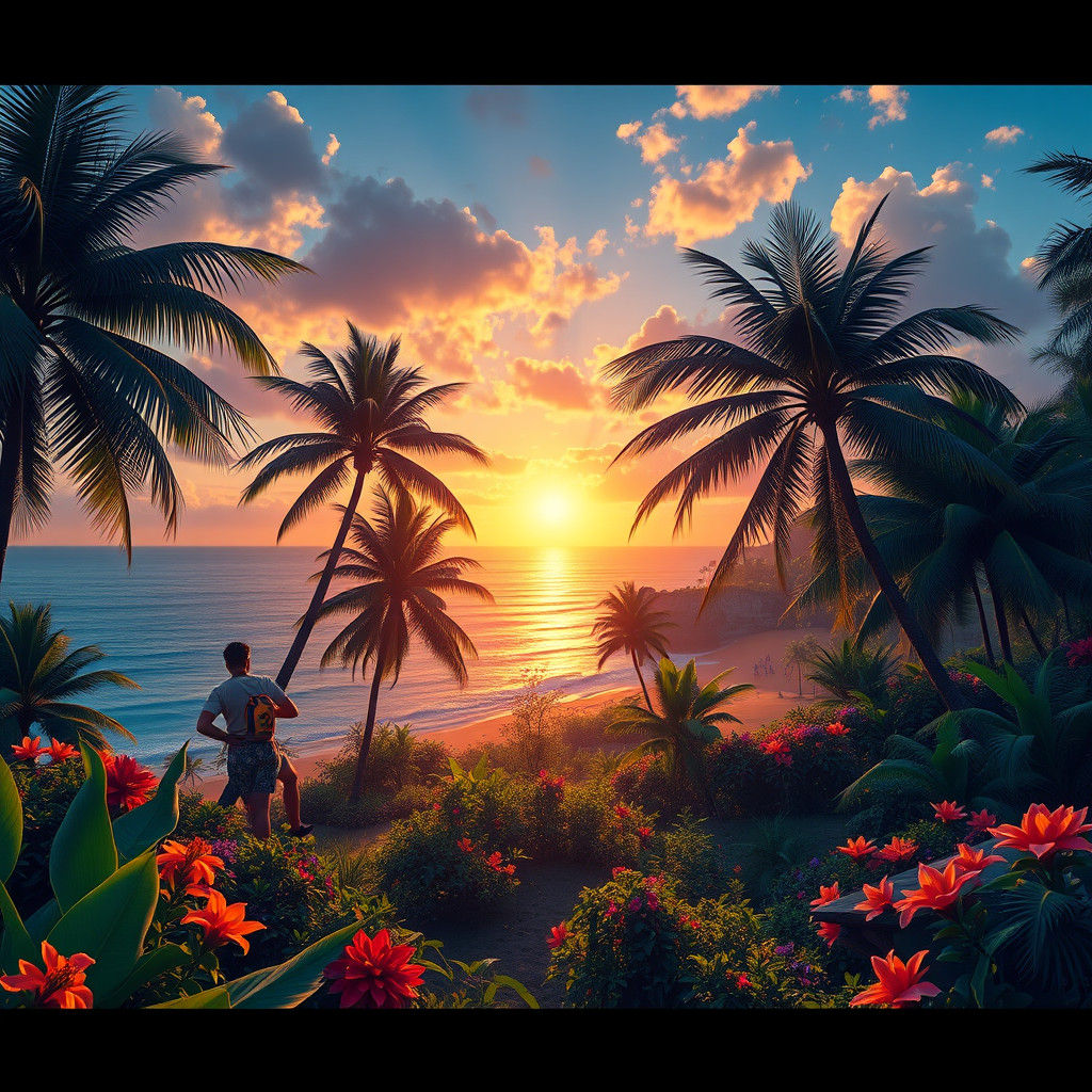 Hawaiian Christmas Sunset: A Fantastical Matte Painting