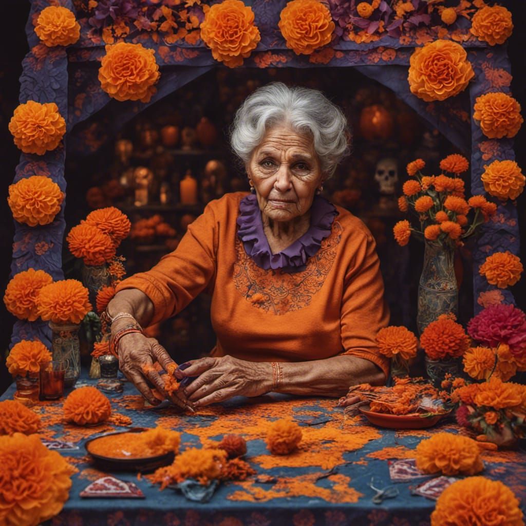 Day of the Dead Altar with Marigolds