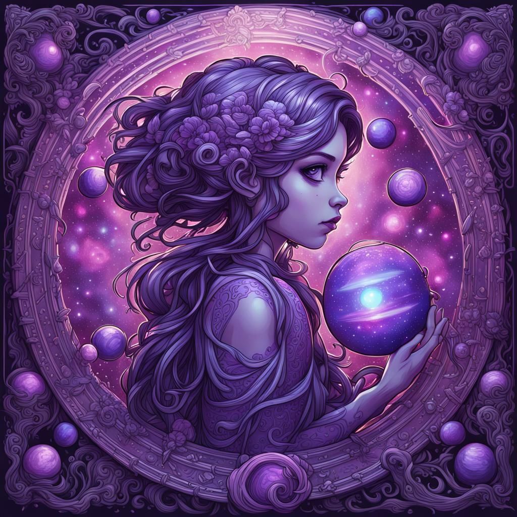 Goddess of Purple Planets in Digital Art Style