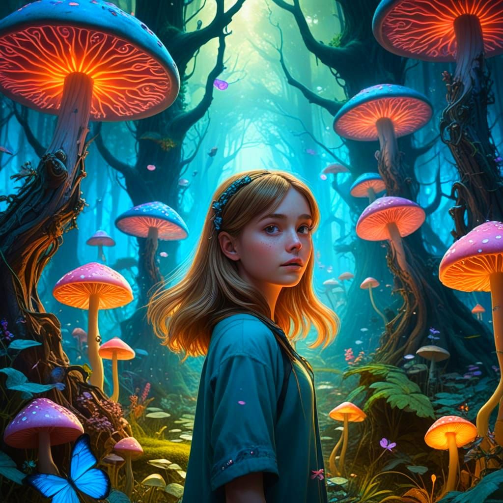Surreal DMT Forest in Vibrant Hues
